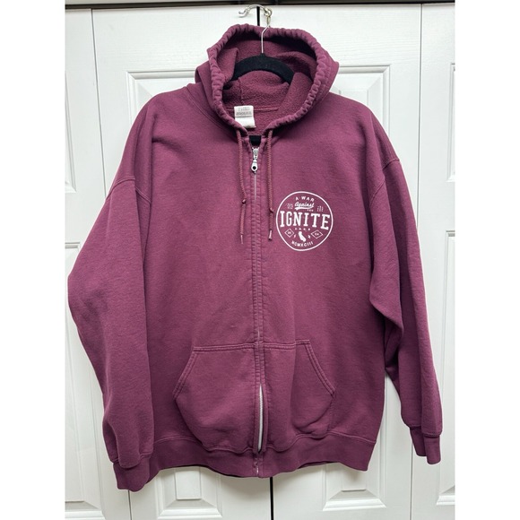 Gildan Other - Ignite A War Against You XL Hoodie Hooded Sweatshirt Maroon Hardcore Punk Used